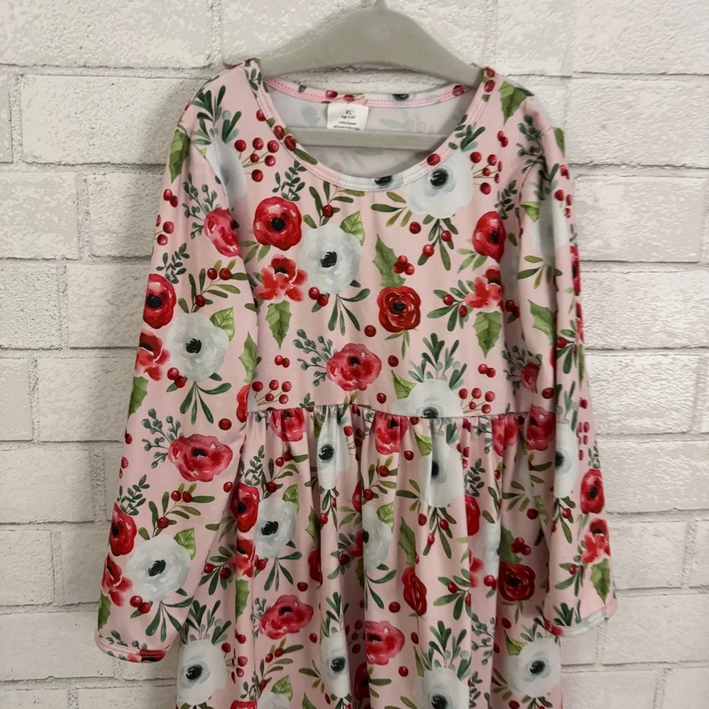 Boutique Toddler Girls Long Sleeve Flowered Dress
